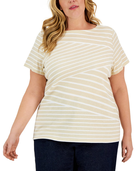 Plus Size Callie Asymmetric Striped Top